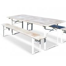 Table en Bois Blanc Vieilli 220 x 70 cm (Table seule) - 8 à 10 invités