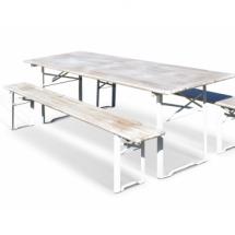 Table en Bois Blanc Vieilli 220 x 70 cm (Table seule) - 8 à 10 invités
