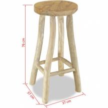 Tabouret de BAR en Teck massif 37 x 37 x 76 cm