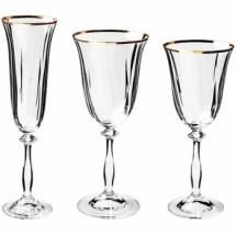 Verre à vin en cristal taillé Filet Or 25 cl