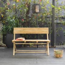 Banc pliant avec dossier en bambou naturel 