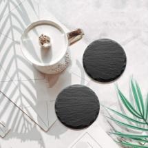 Support ardoise rond  Ø 10 cm pour bougie / verre 