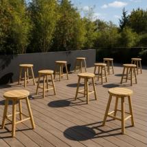 Tabouret trépied en bambou naturel 