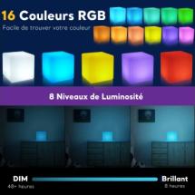 Cube lumineux 16 couleurs sur batterie 20 cm 