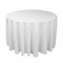 Pack Table ronde Ø 122 cm + Nappe ronde UNIE Blanche 240 cm