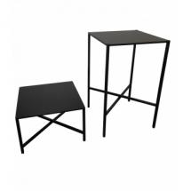 Table Basse Noire en Métal + Plateau en Métal Noir (Hauteur 45 cm)