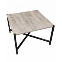 Table Basse Noire en Métal + Plateau en Bambou Massif (Hauteur 45 cm)