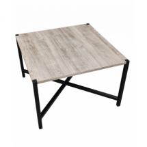 Table Basse Noire en Métal + Plateau en Bambou Massif