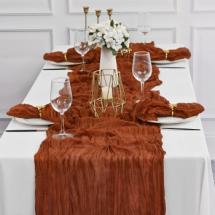 Chemin de Table en Gaze Etamine 300x90 cm - Terracotta