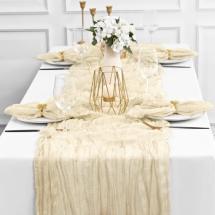 Chemin de Table en Gaze Etamine 300x90 cm - Beige