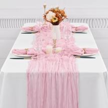 Chemin de Table en Gaze Etamine 300x90 cm - Rose clair 