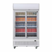 Réfrigérateur 2 portes coulissantes vitrées 950 litres avec Caisson Lumineux - 500W