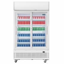 Réfrigérateur 2 portes coulissantes vitrées 950 litres avec Caisson Lumineux - 500W