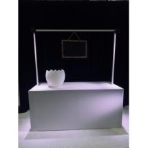 Pack Grand Buffet CUBE 200 x 80 - Haut. 90 cm + ARCHE Blanche + Housse blanche 