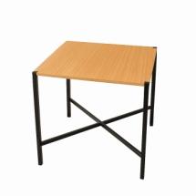 Table de terrasse Noire 69 x 69 cm + Plateau en Bambou Massif (Hauteur 74 cm)