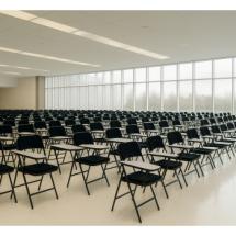 Chaise de conférence en velours noir + Tablette écritoire
