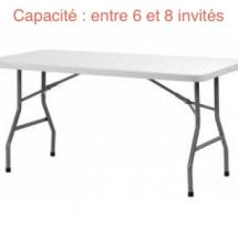 Table rectangulaire - 183 cm x 76 cm (6 à 8 invités)