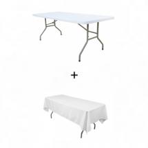 Pack Table rectangulaire 2m x 0,90m +  nappe damassée 1,7m x 3m 